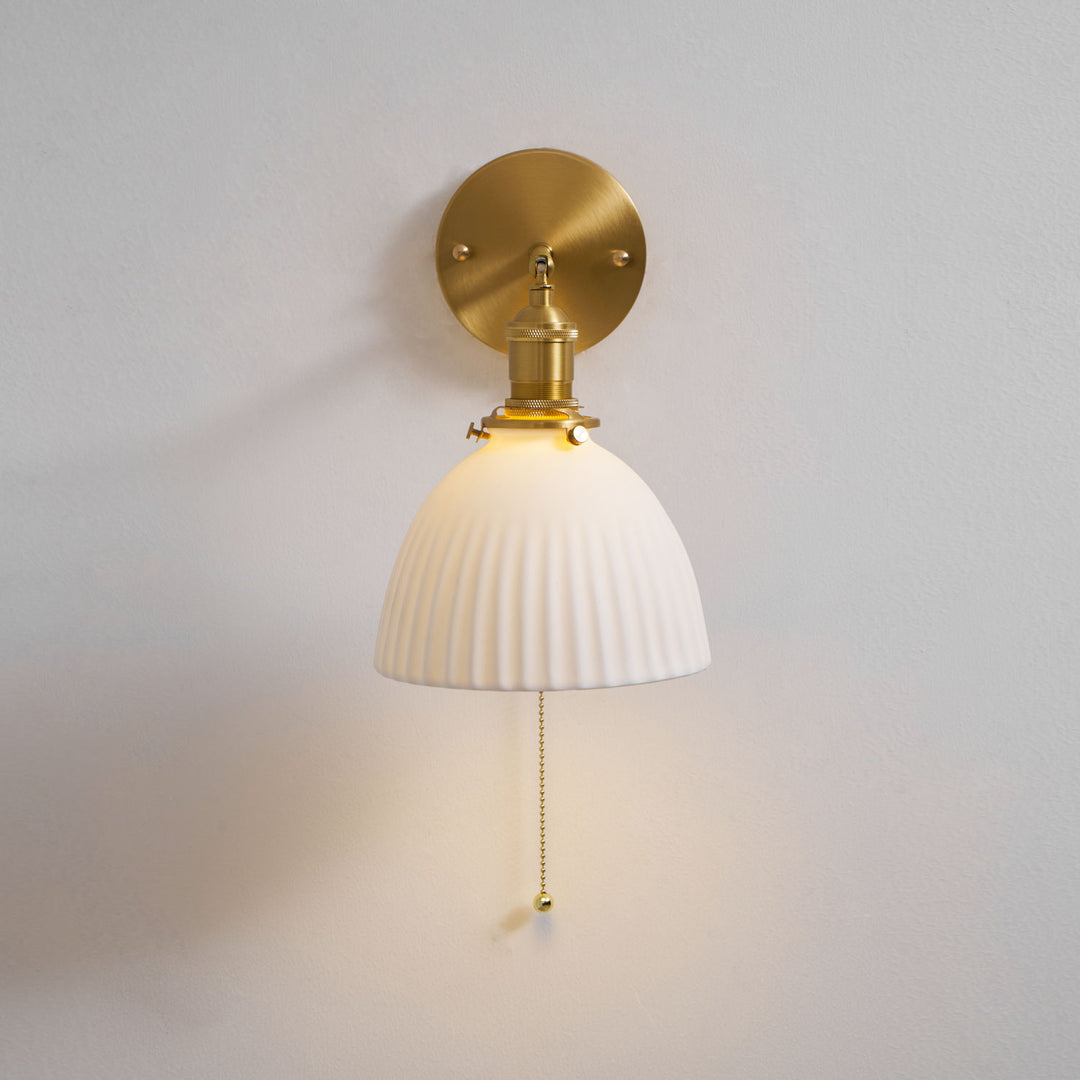 Brass Pleated Ceramic Wall Lamp - Vakkerlight