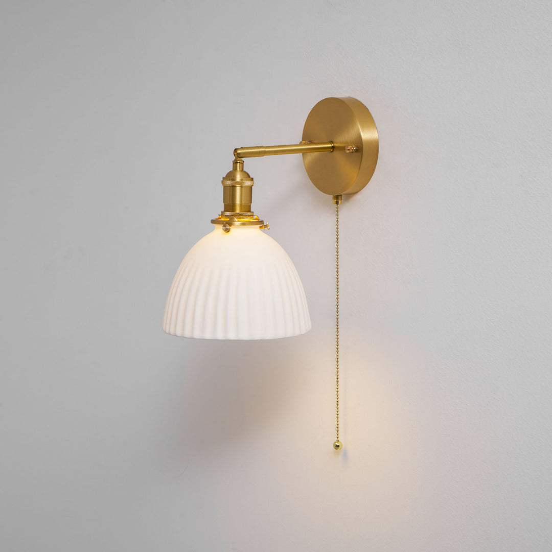 Brass Pleated Ceramic Wall Lamp - Vakkerlight