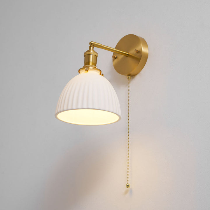 Brass Pleated Ceramic Wall Lamp - Vakkerlight