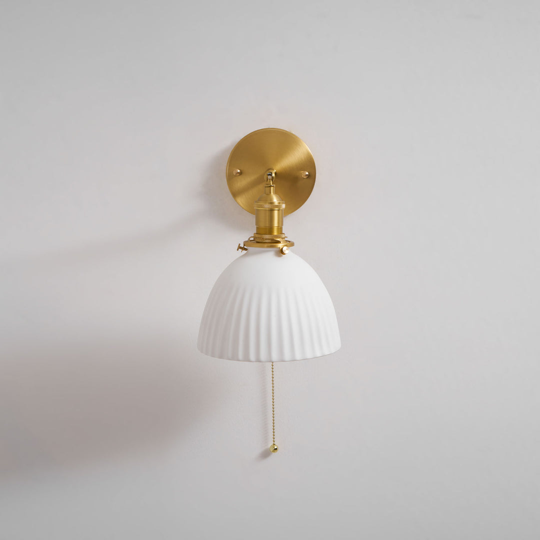 Brass Pleated Ceramic Wall Lamp - Vakkerlight