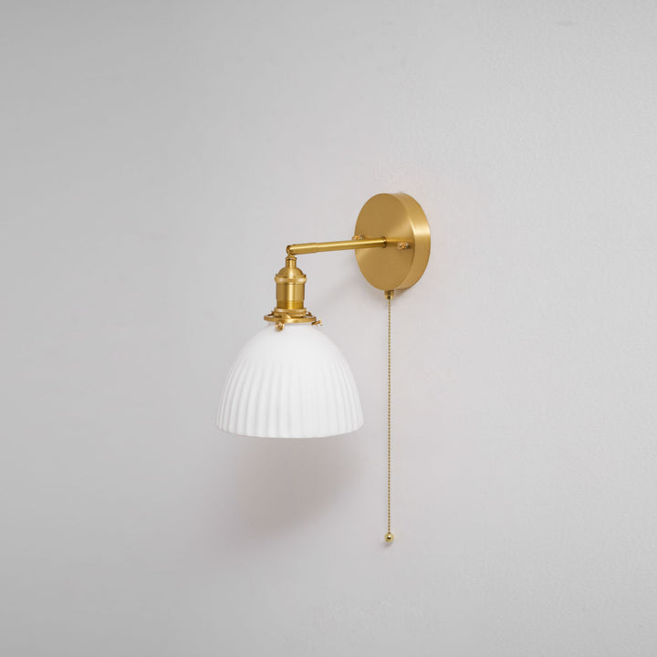 Brass Pleated Ceramic Wall Lamp - Vakkerlight