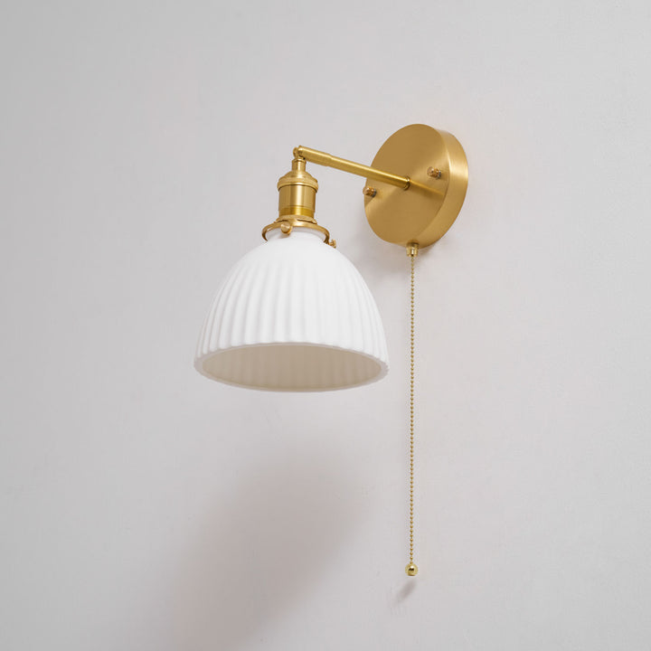 Brass Pleated Ceramic Wall Lamp - Vakkerlight