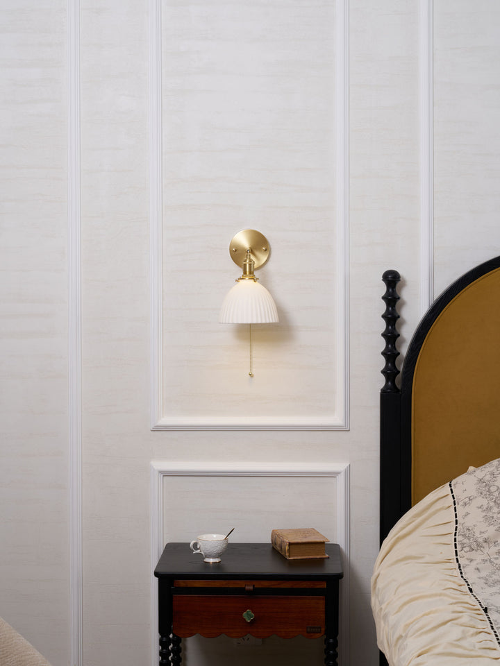 Brass Pleated Ceramic Wall Lamp - Vakkerlight