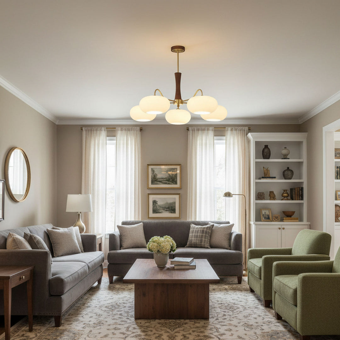 Brass Wooden Persimmon Chandelier - Vakkerlight