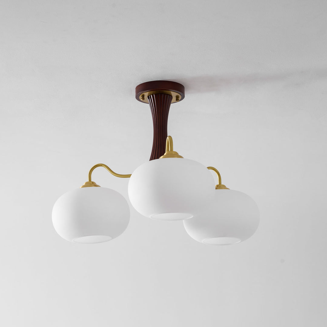 Brass Wooden Persimmon Chandelier