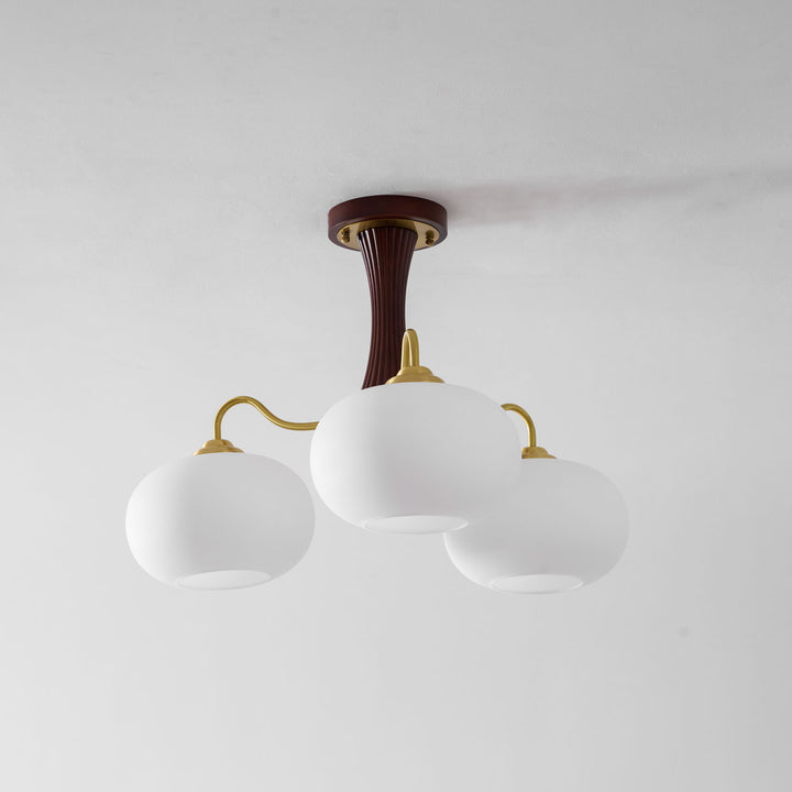 Brass Wooden Persimmon Chandelier