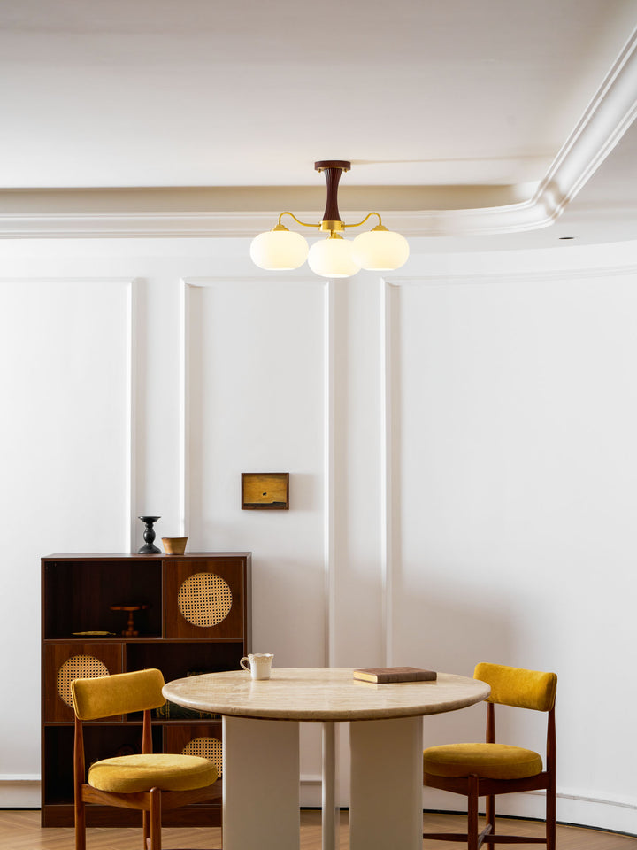 Brass Wooden Persimmon Chandelier