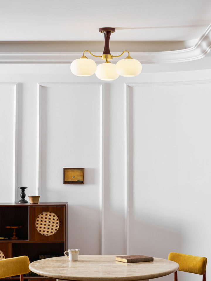 Brass Wooden Persimmon Chandelier