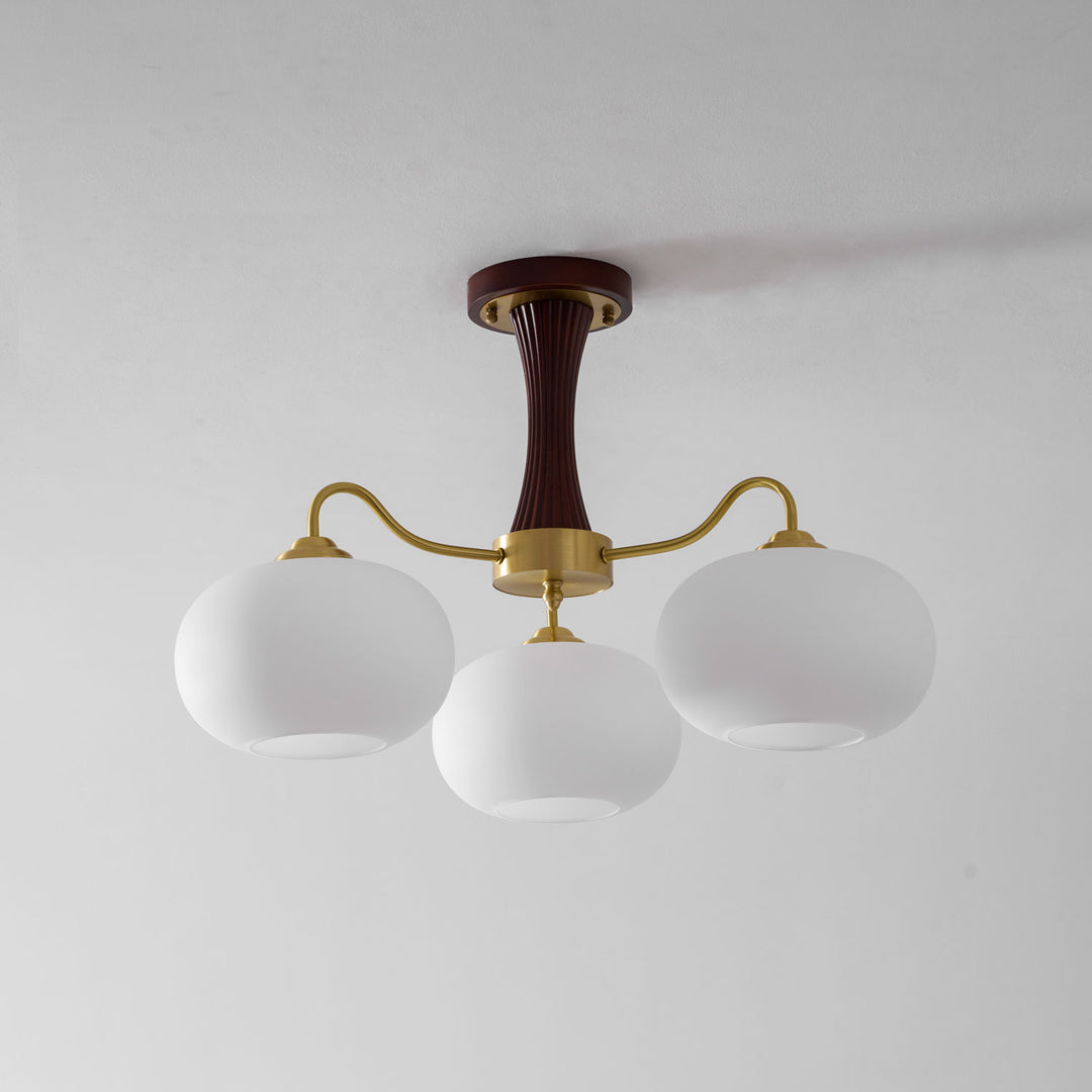 Brass Wooden Persimmon Chandelier