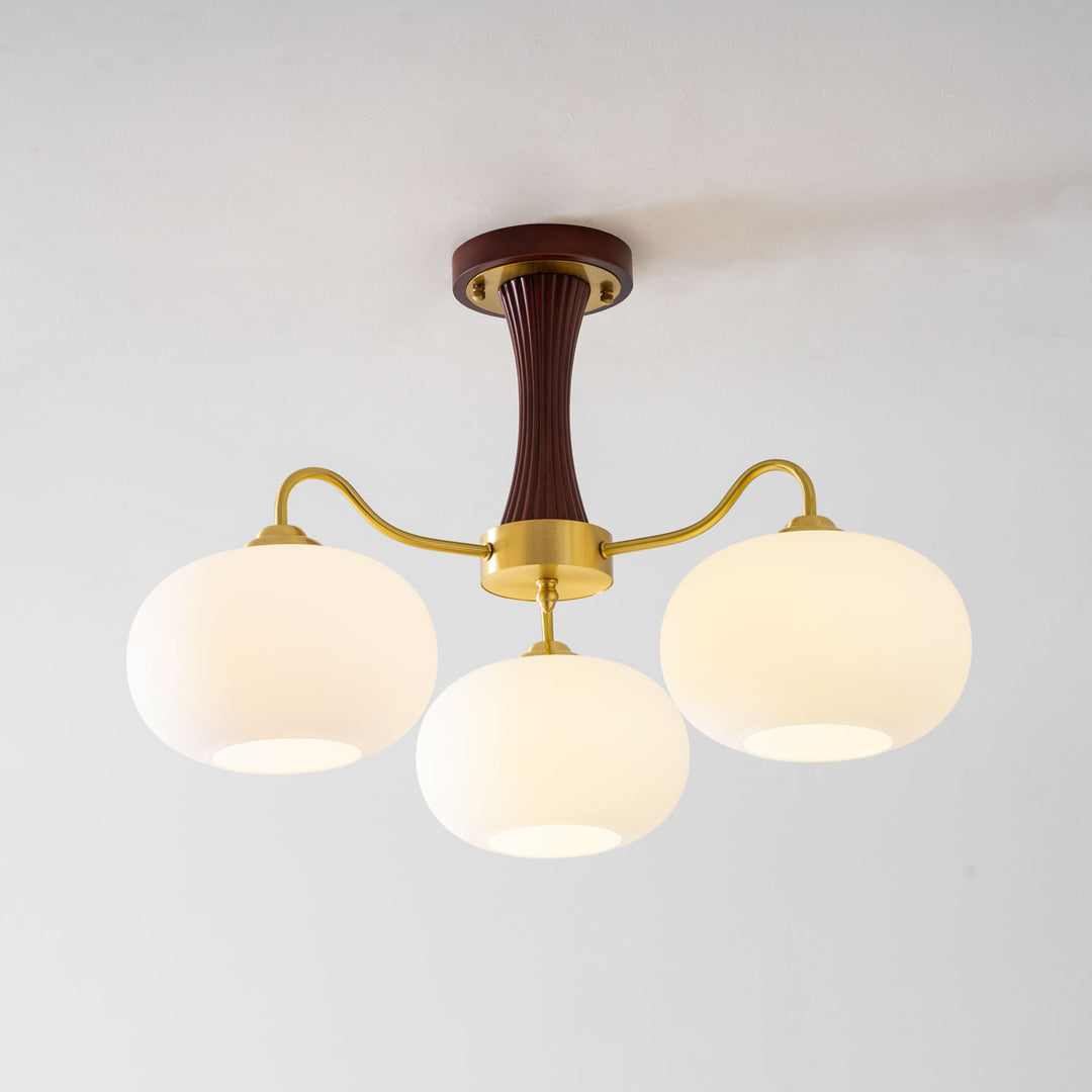 Brass Wooden Persimmon Chandelier