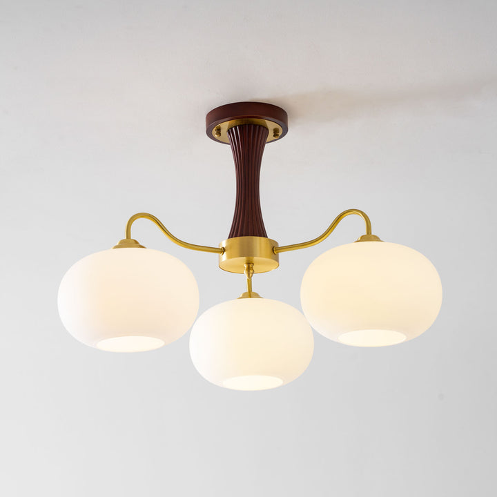 Brass Wooden Persimmon Chandelier