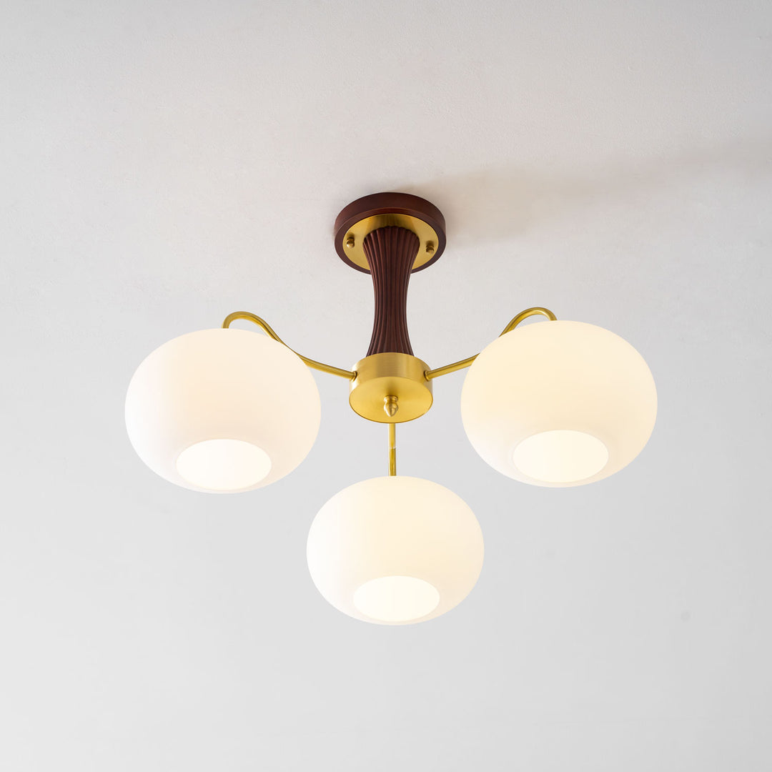 Brass Wooden Persimmon Chandelier