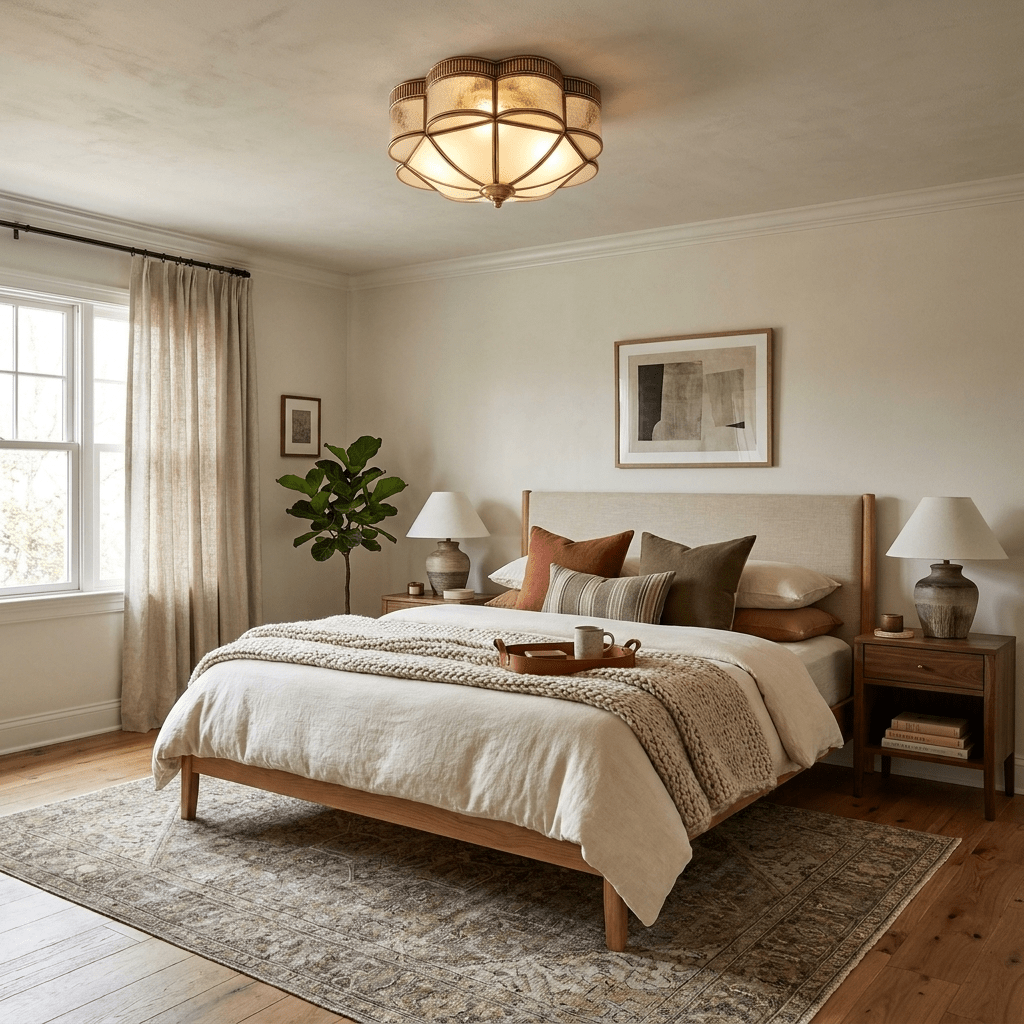 Brass Domed Flush Ceiling Lamp - Vakkerlight