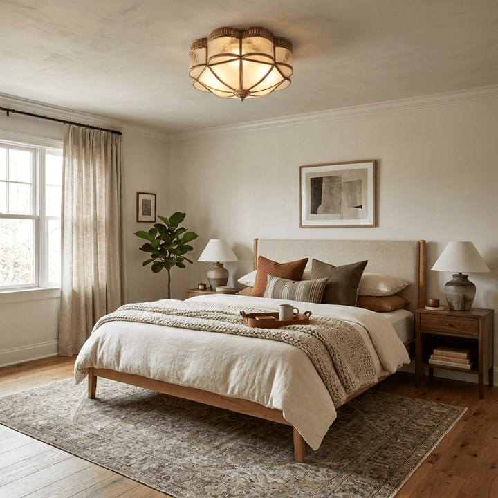 Brass Domed Flush Ceiling Lamp - Vakkerlight