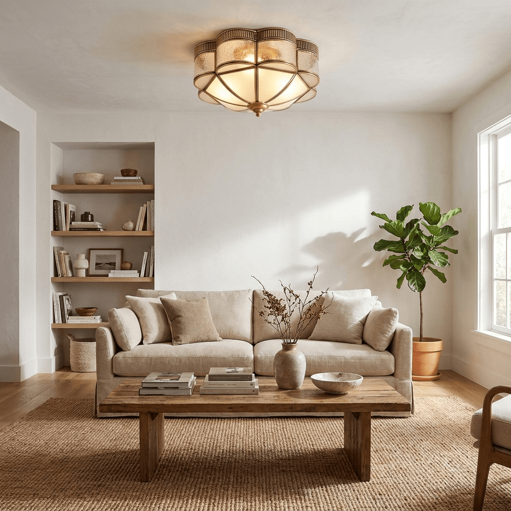 Brass Domed Flush Ceiling Lamp - Vakkerlight