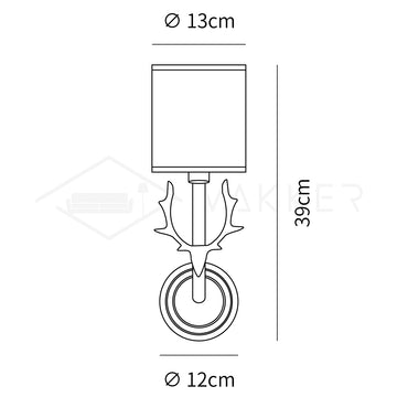 Luz de Parede em Forma de Cabeça de Veado em Latão — Dimension drawings 1