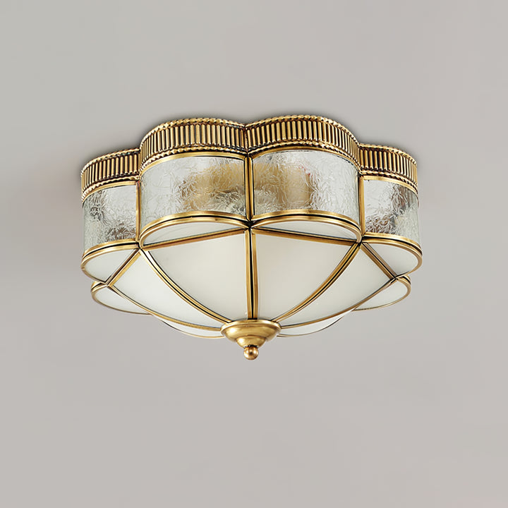 Brass Domed Flush Ceiling Lamp