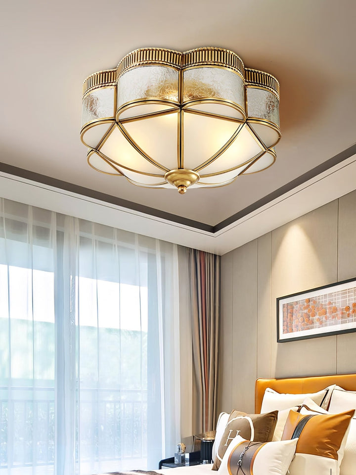 Brass Domed Flush Ceiling Lamp - Vakkerlight