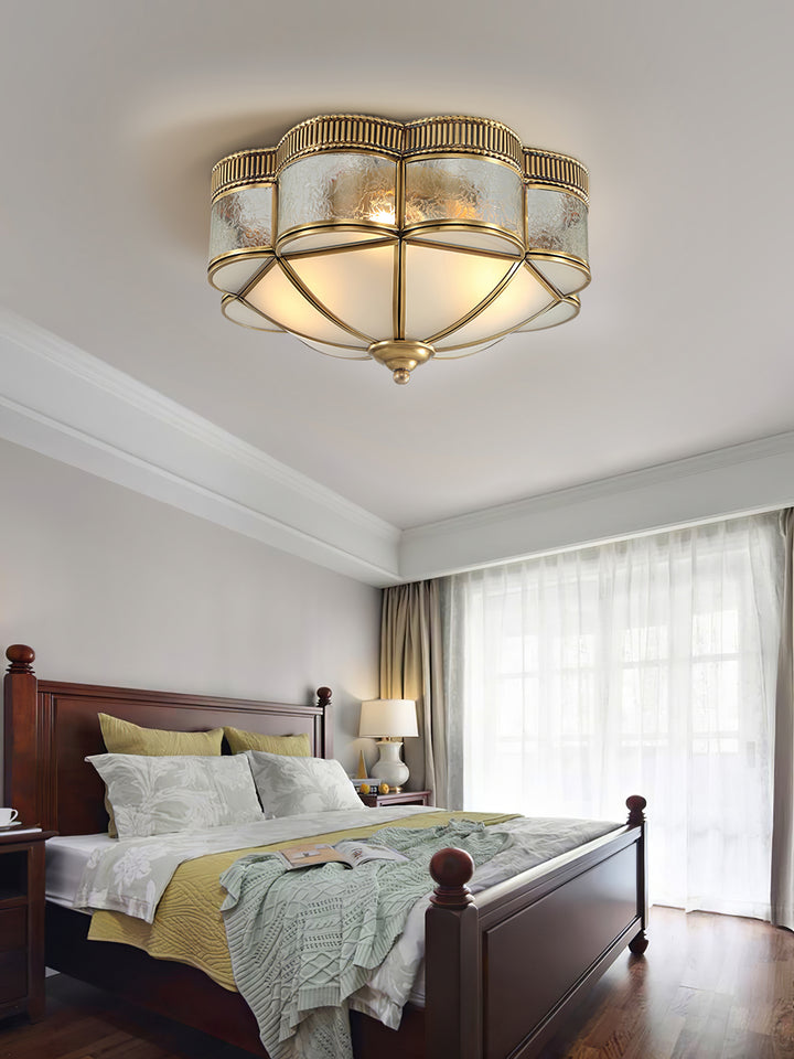 Brass Domed Flush Ceiling Lamp