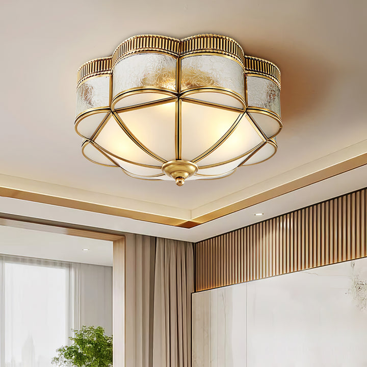 Brass Domed Flush Ceiling Lamp