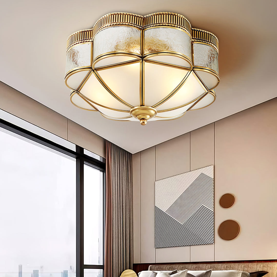 Brass Domed Flush Ceiling Lamp