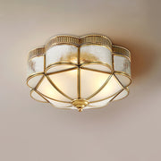 Brass Domed Flush Ceiling Lamp