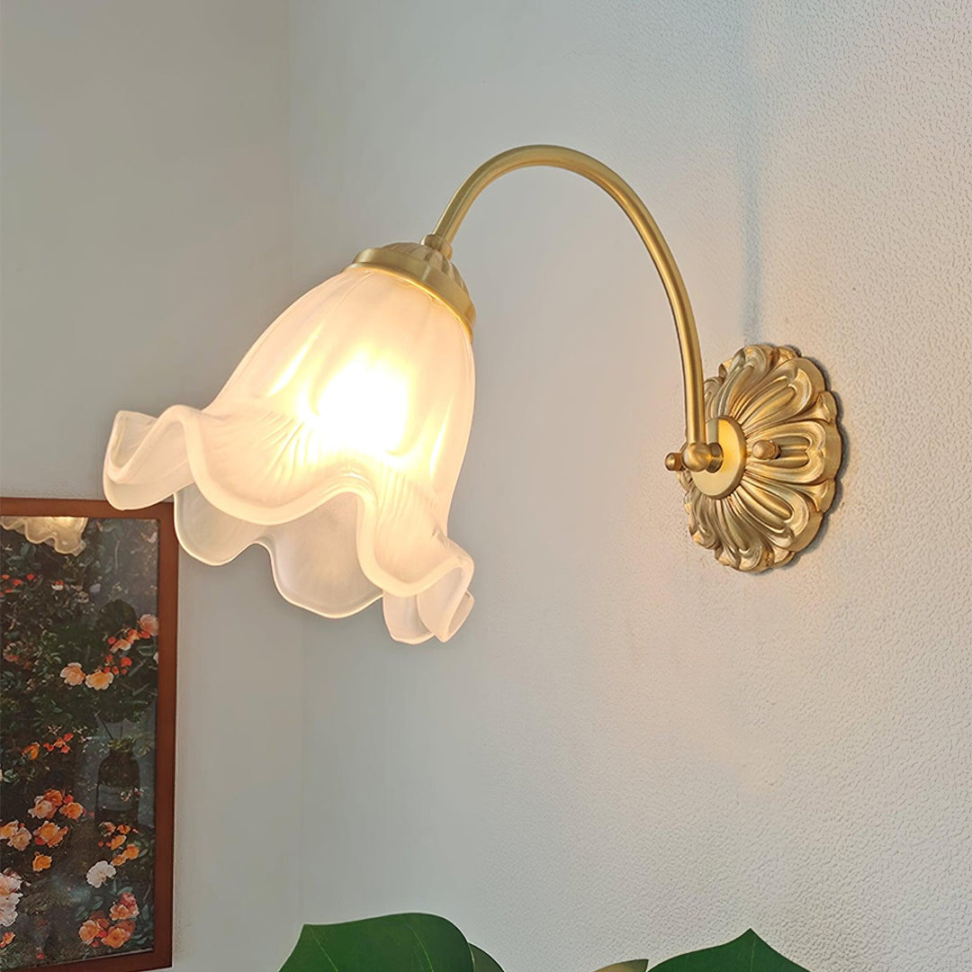 Brass Floral Glass Sconce - Vakkerlight