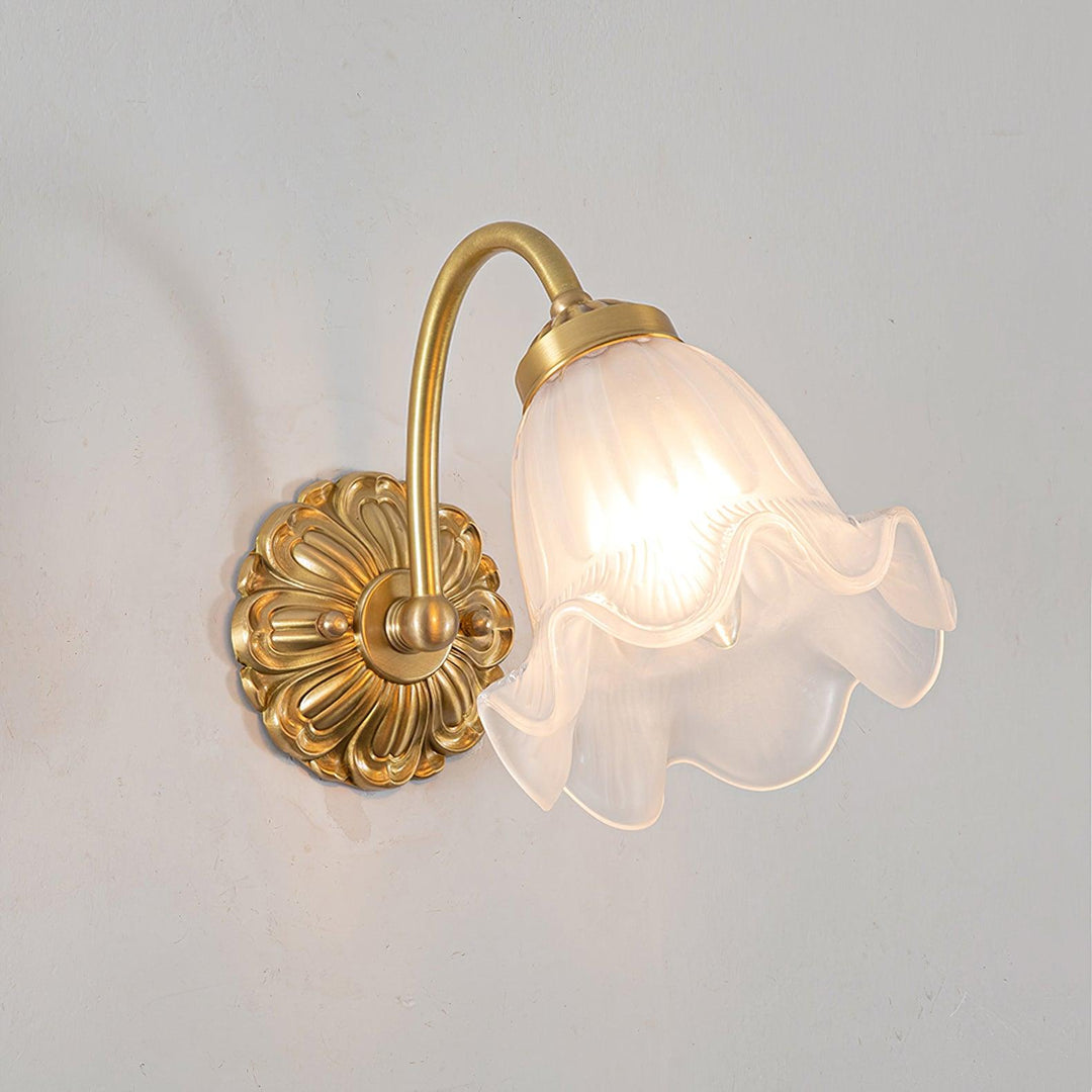 Brass Floral Glass Sconce - Vakkerlight