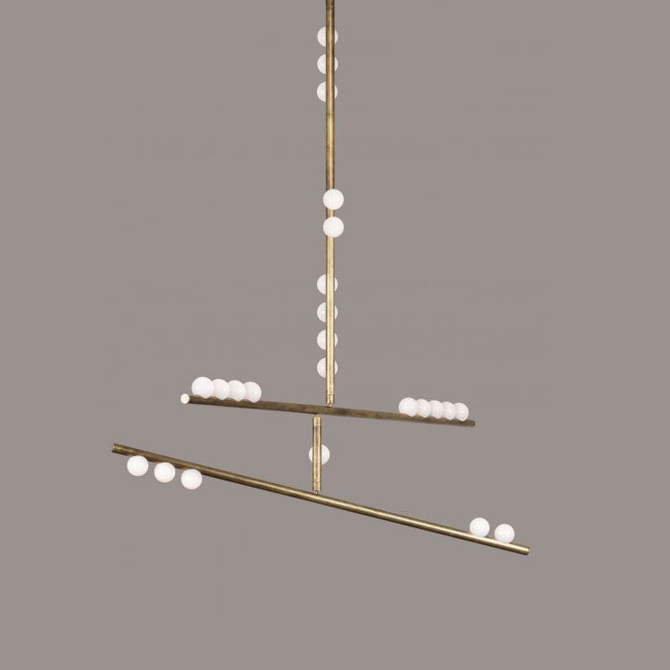 Brass Glass Drop Chandelier