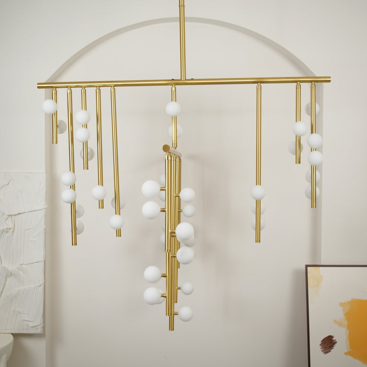 Brass Glass Drop Chandelier