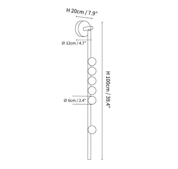 Applique a tubo in ottone e vetro — Dimension drawings 2