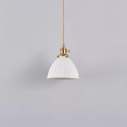 Brass Pleated Ceramic Pendant Lamp - Vakkerlight