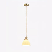 Brass Pleated Ceramic Pendant Lamp - Vakkerlight