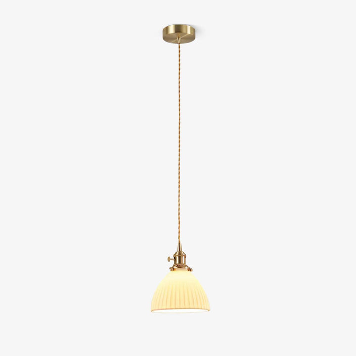 Brass Pleated Ceramic Pendant Lamp - Vakkerlight