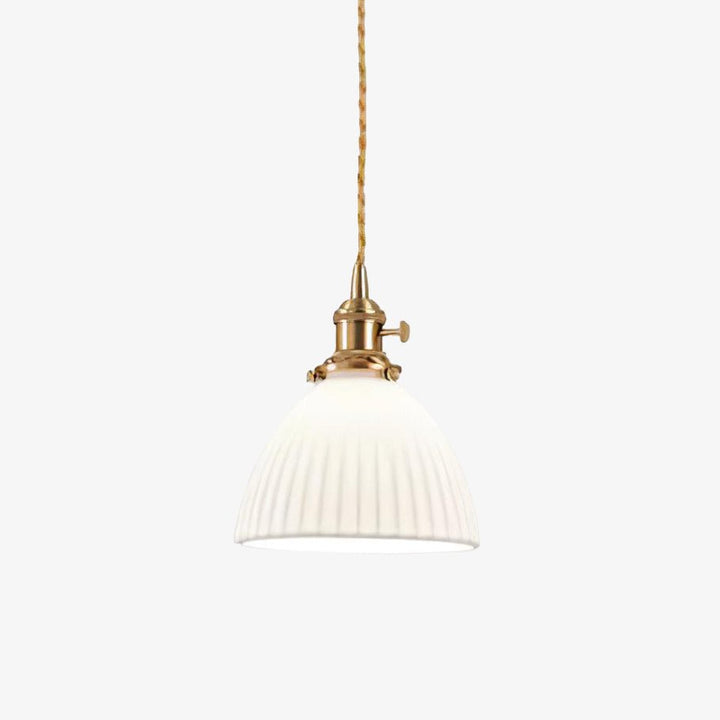 Brass Pleated Ceramic Pendant Lamp - Vakkerlight