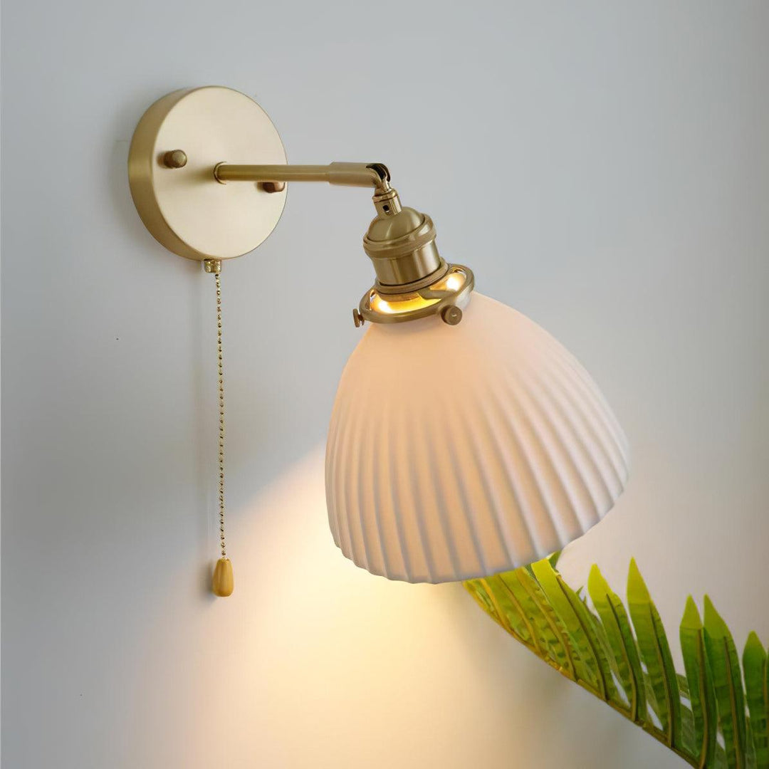 Brass Pleated Ceramic Wall Lamp - Vakkerlight