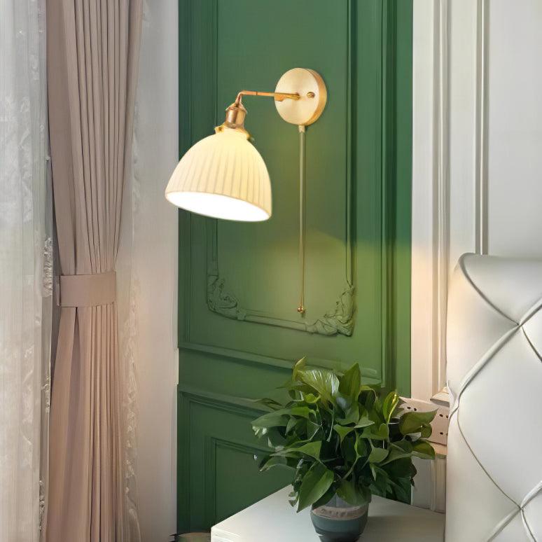 Brass Pleated Ceramic Wall Lamp - Vakkerlight