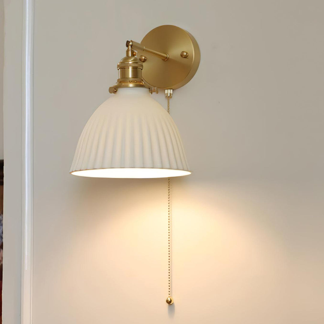 Brass Pleated Ceramic Wall Lamp - Vakkerlight