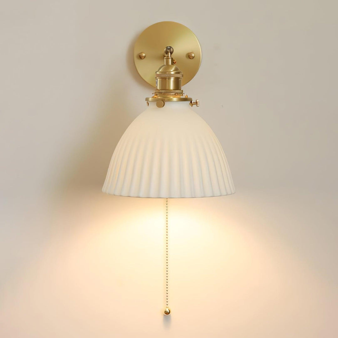 Brass Pleated Ceramic Wall Lamp - Vakkerlight