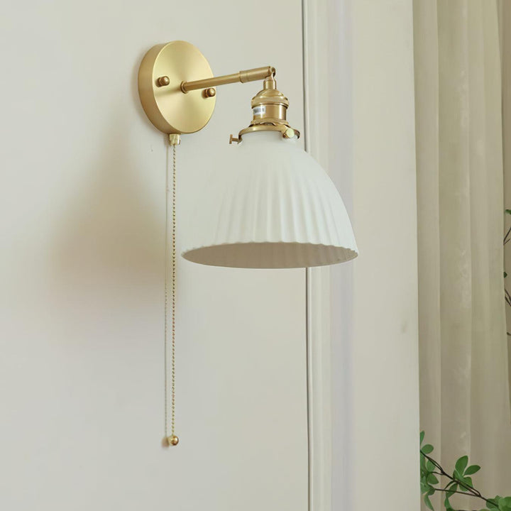 Brass Pleated Ceramic Wall Lamp - Vakkerlight