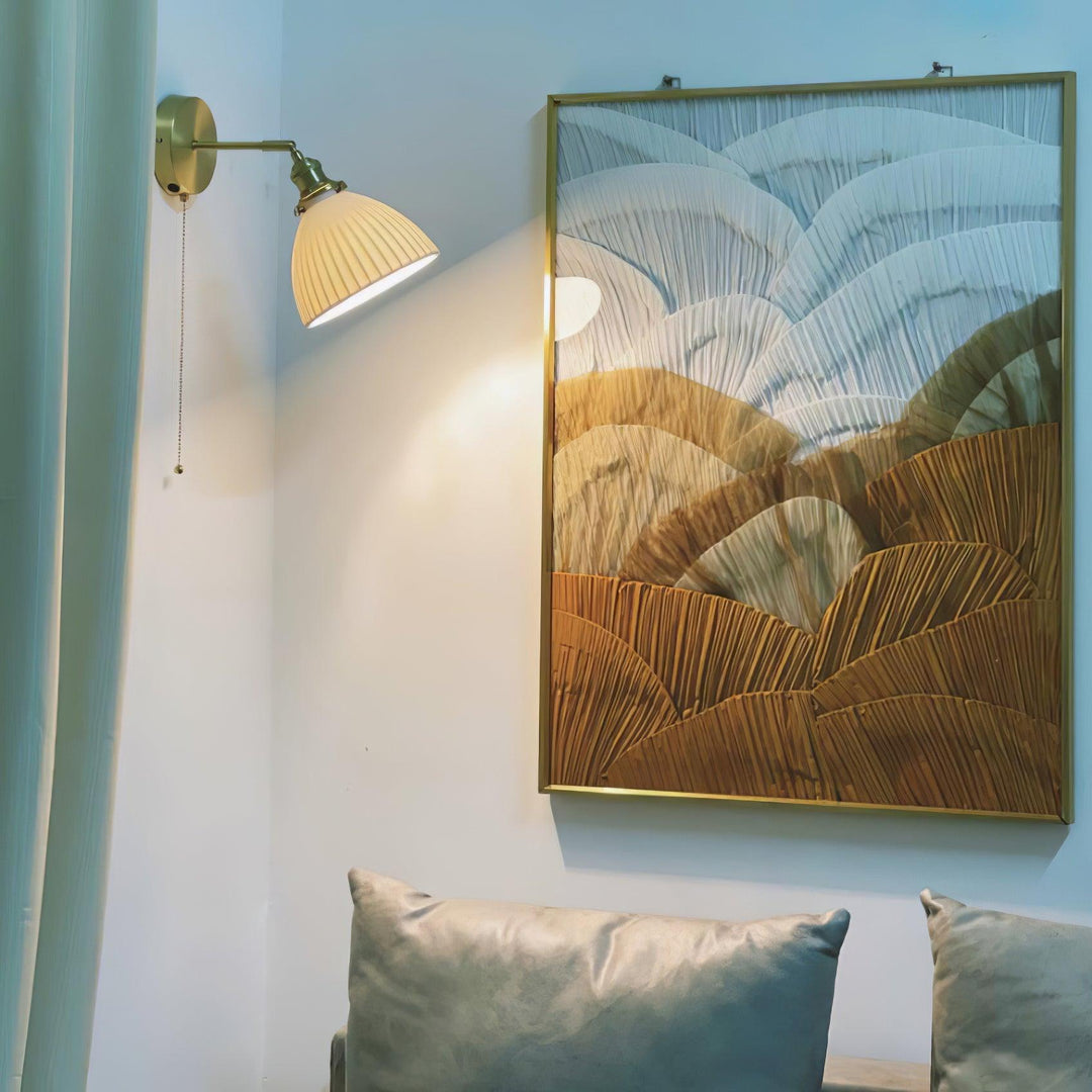 Brass Pleated Ceramic Wall Lamp - Vakkerlight