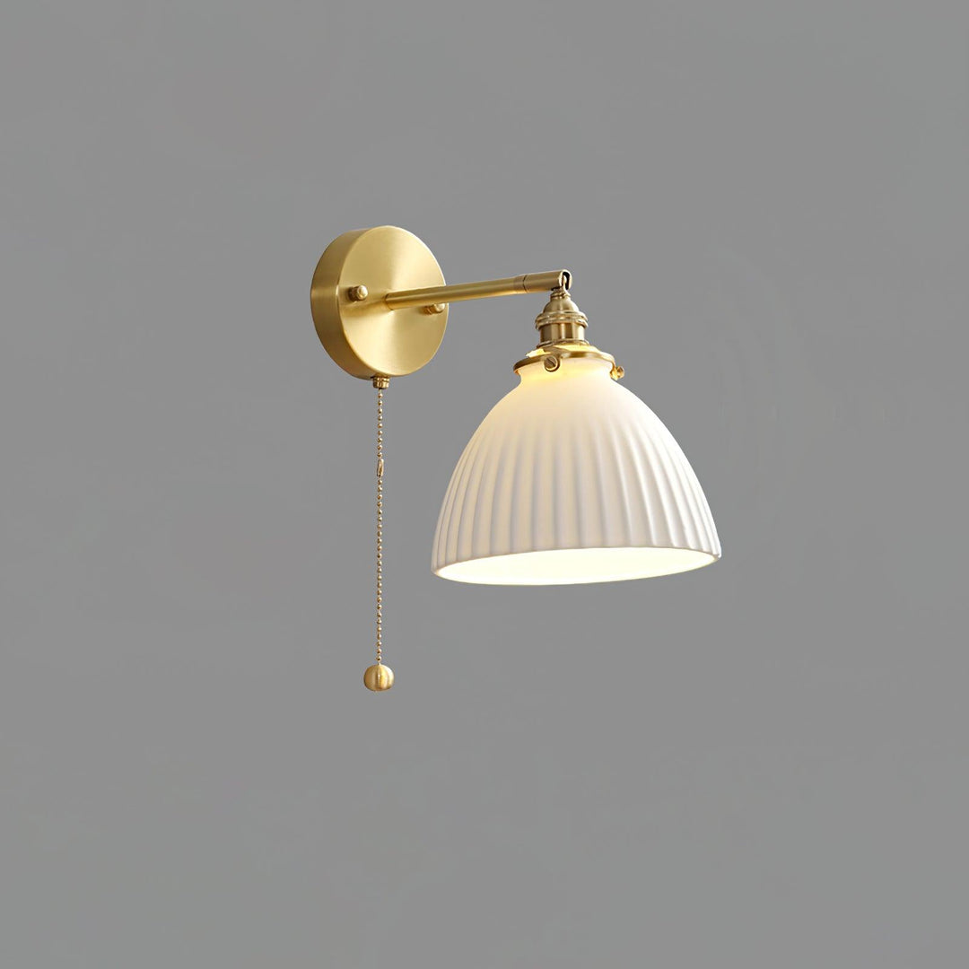 Brass Pleated Ceramic Wall Lamp - Vakkerlight