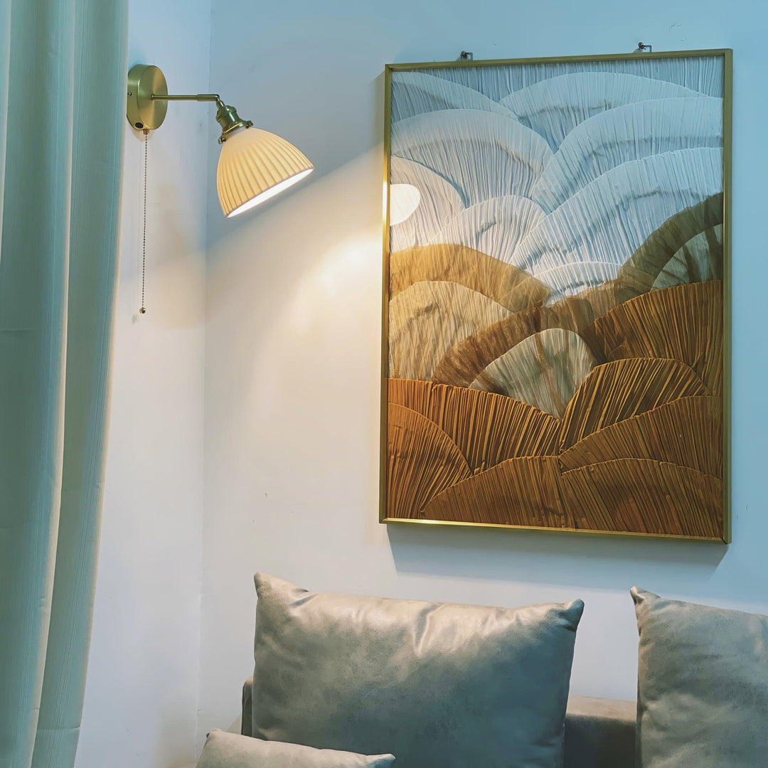 Brass Pleated Ceramic Wall Lamp - Vakkerlight