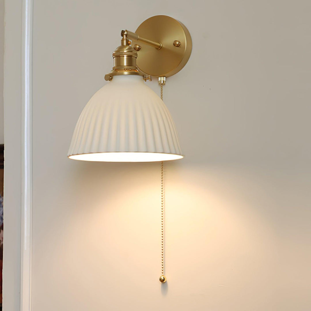 Brass Pleated Ceramic Wall Lamp - Vakkerlight