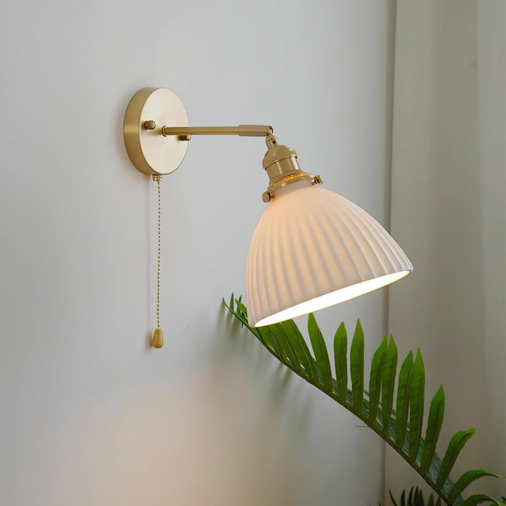 Brass Pleated Ceramic Wall Lamp - Vakkerlight