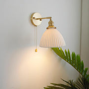 Brass Pleated Ceramic Wall Lamp