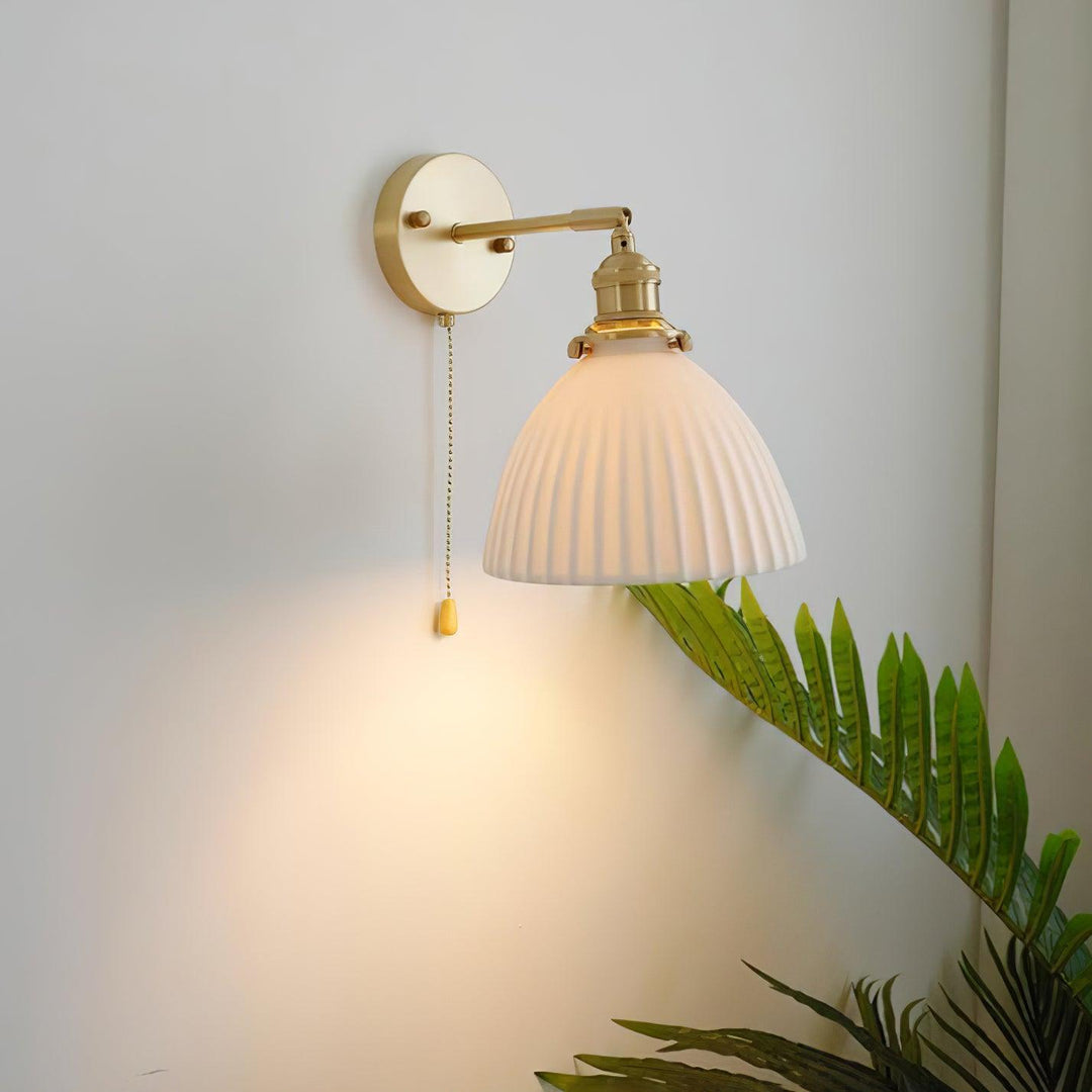 Brass Pleated Ceramic Wall Lamp - Vakkerlight