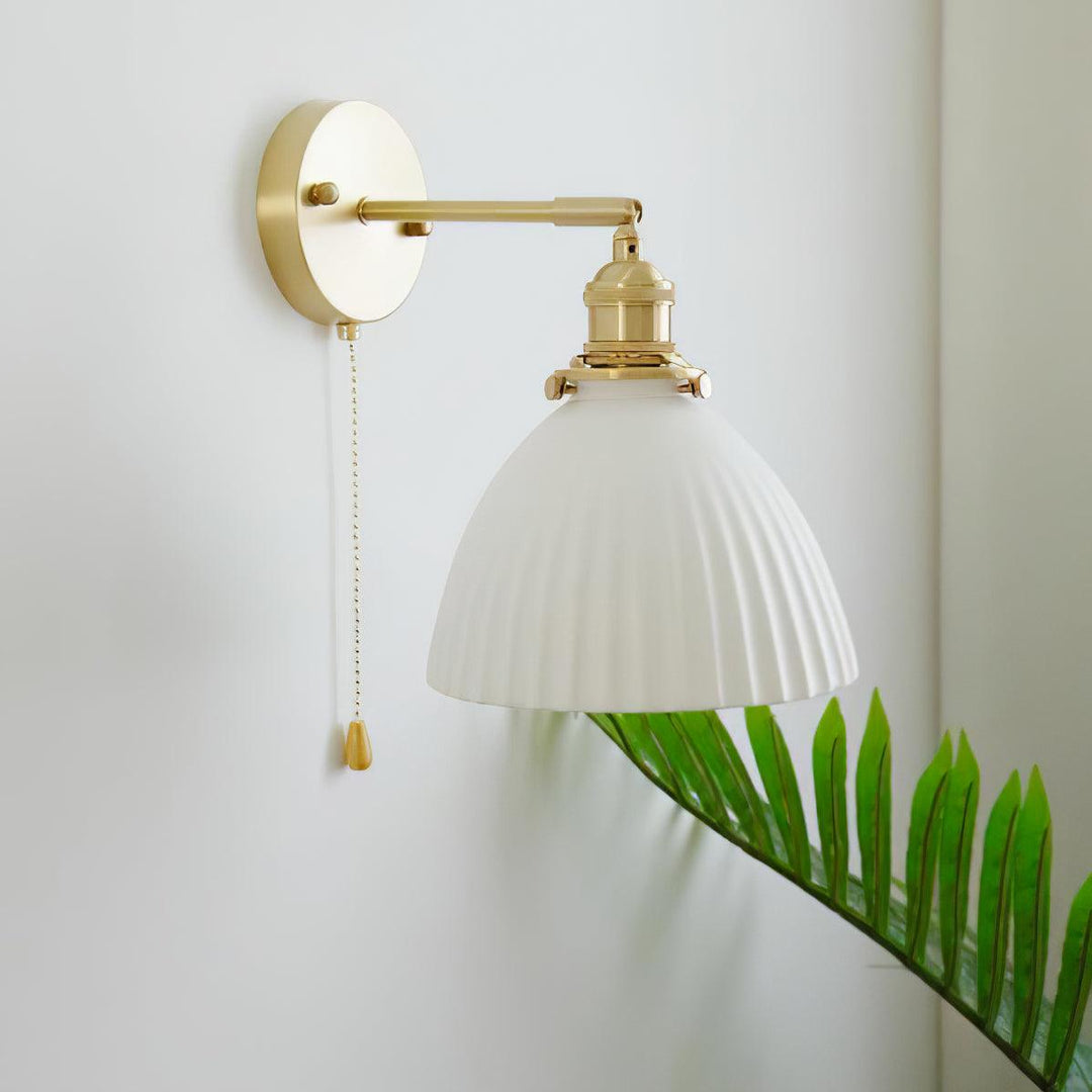 Brass Pleated Ceramic Wall Lamp - Vakkerlight