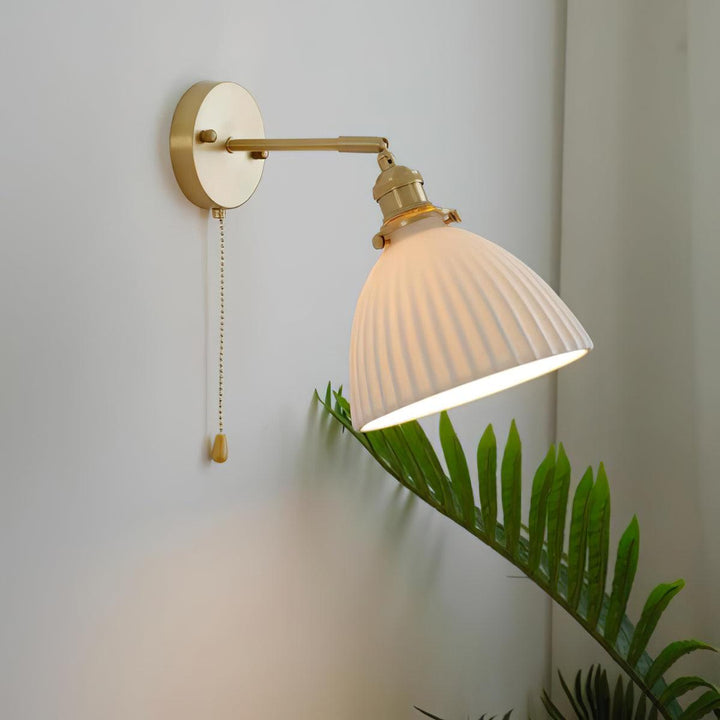 Brass Pleated Ceramic Wall Lamp - Vakkerlight