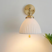 Brass Pleated Ceramic Wall Lamp - Vakkerlight
